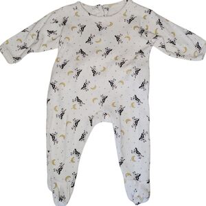 Cherry Pie Baby One-piece Sleeper Footie White Cow & Moon Baby 6 Months
